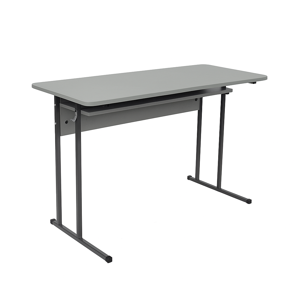 2-місний учнівський стіл з полицею, на квадратній металевій трубі, для шкільних та навчальних закладів, ЛЕЛЕКА, 1200х500х760 мм.